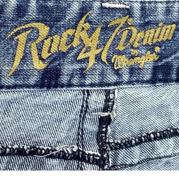 Wrangler Rock 47 Jeans Men 40X34 Blue Western Embroidery Bootcut Frayed Creased - Picture 8 of 10